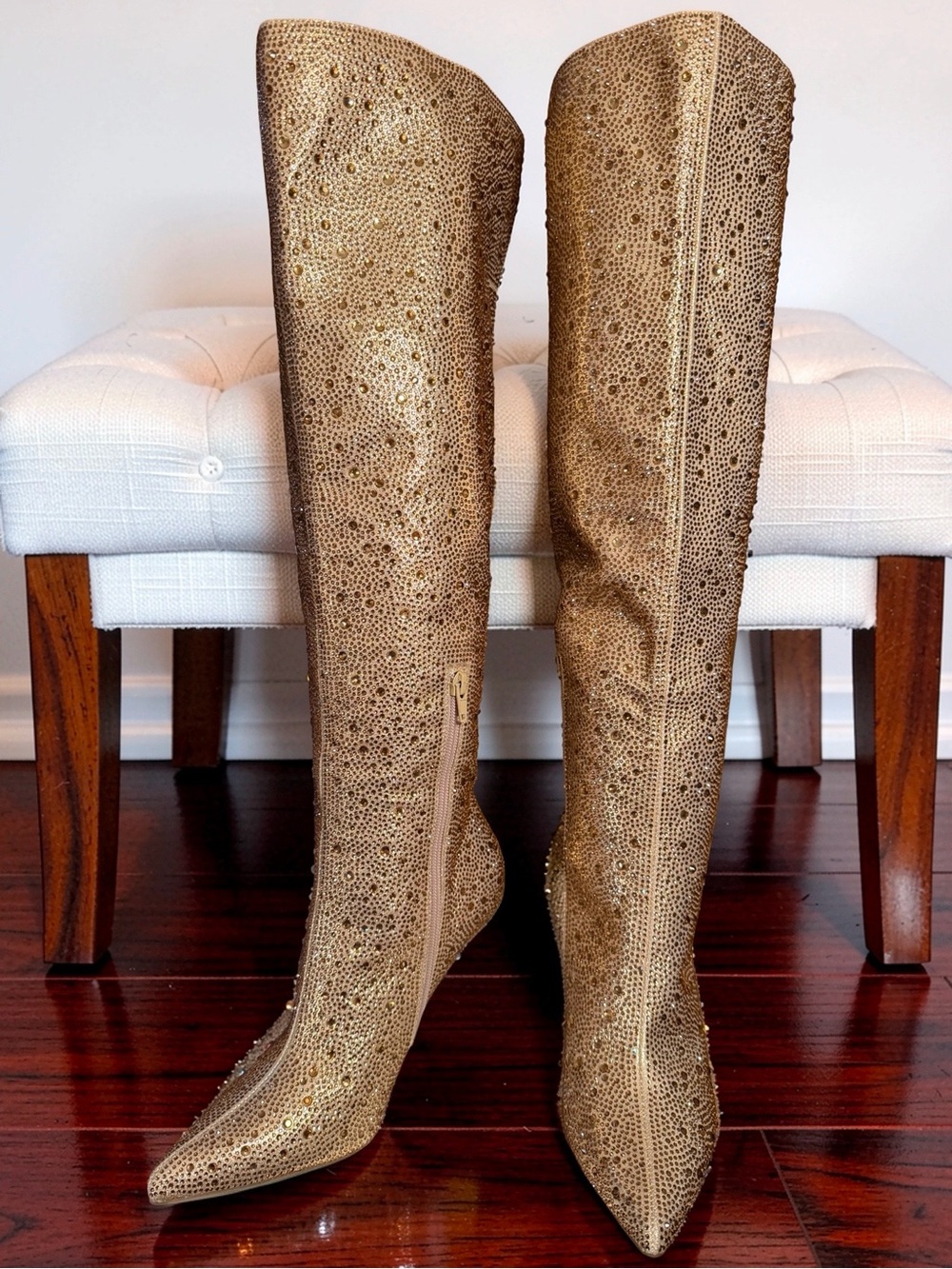I.N.C. International Concepts NWT Sz 8.5 Over-the-Knee Bling Gold Boots (SH457)